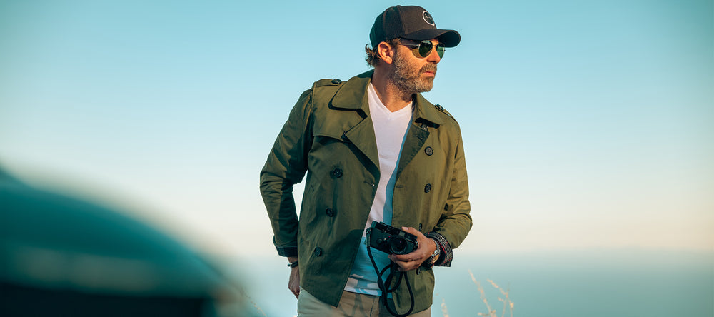 STANDARD H Targa Florio Jacket Military Green Aperta V-neck Wool Shift Logo Hat Stealth Automotive Inspiration Car Enthusiast Watch Enthusiast Menswear Fashion Apparel Leica Camera Ferrari Portofino Cars