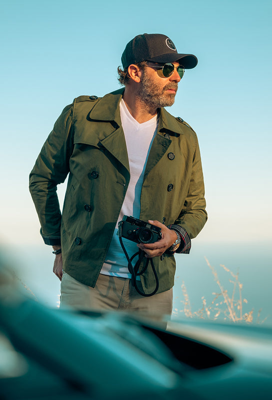 STANDARD H Targa Florio Jacket Military Green Aperta V-neck Wool Shift Logo Hat Stealth Automotive Inspiration Car Enthusiast Watch Enthusiast Menswear Fashion Apparel Leica Camera Ferrari Portofino Cars