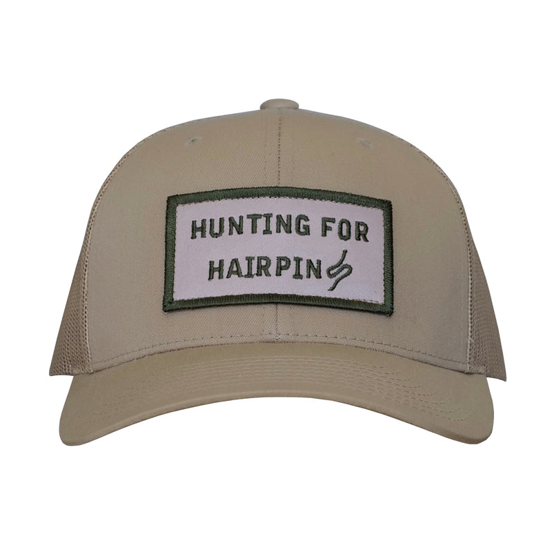 STANDARD H Hunting For Hairpins Khaki Hat Twisties Switchback Roadtrip Trucker Driving Style Automotive Inspired Accessories Cars Menswear Fashion Apparel Made in USA