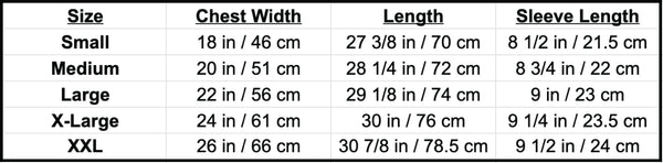 T-shirt Measurements Size Chart STANDARD H Avant Short Sleeve T-shirt Pocket Tee Automotive Shirt