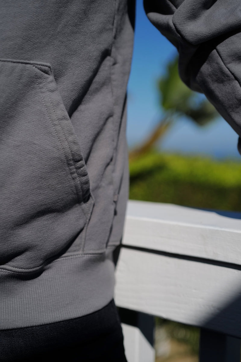 STANDARD H Vanagon Hoodie Longsleeve Hooded Heavyweight Sweatshirt Cool Grey Malibu California Made in Los Angeles USA