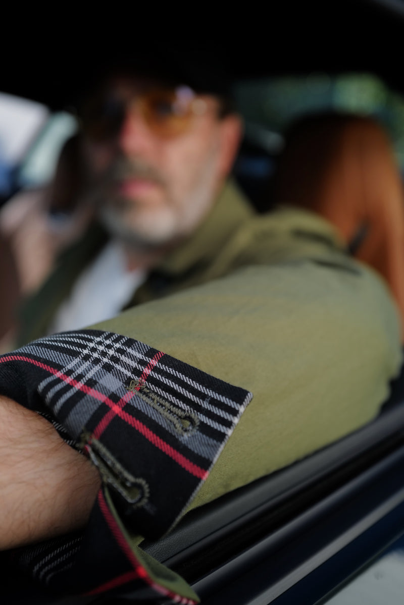 STANDARD H Targa Florio Jacket Automotive Inspired Car Menswear Fashion Apparel VW Volkswagen GTI Tartan Plaid Horn Buttons Navy Military Green Double Breasted Coat Tailored Clothing Alfa Romeo Leica M Camera