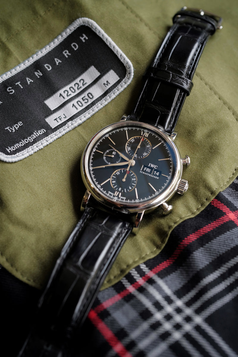 STANDARD H Targa Florio Jacket Automotive Inspired Car Menswear Fashion Apparel VW Volkswagen GTI Tartan Plaid Horn Buttons Navy Military Green Double Breasted Coat Tailored Clothing Alfa Romeo Leica M Camera IWC Portofino Chronograph Black