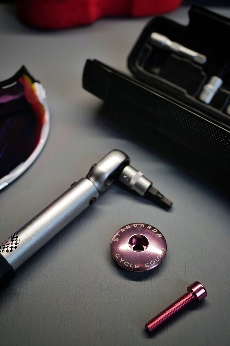 STANDARD H Cycle Squad Headset Stem Cap with Bolt Pink Bike Cyclist Cycling Accessories