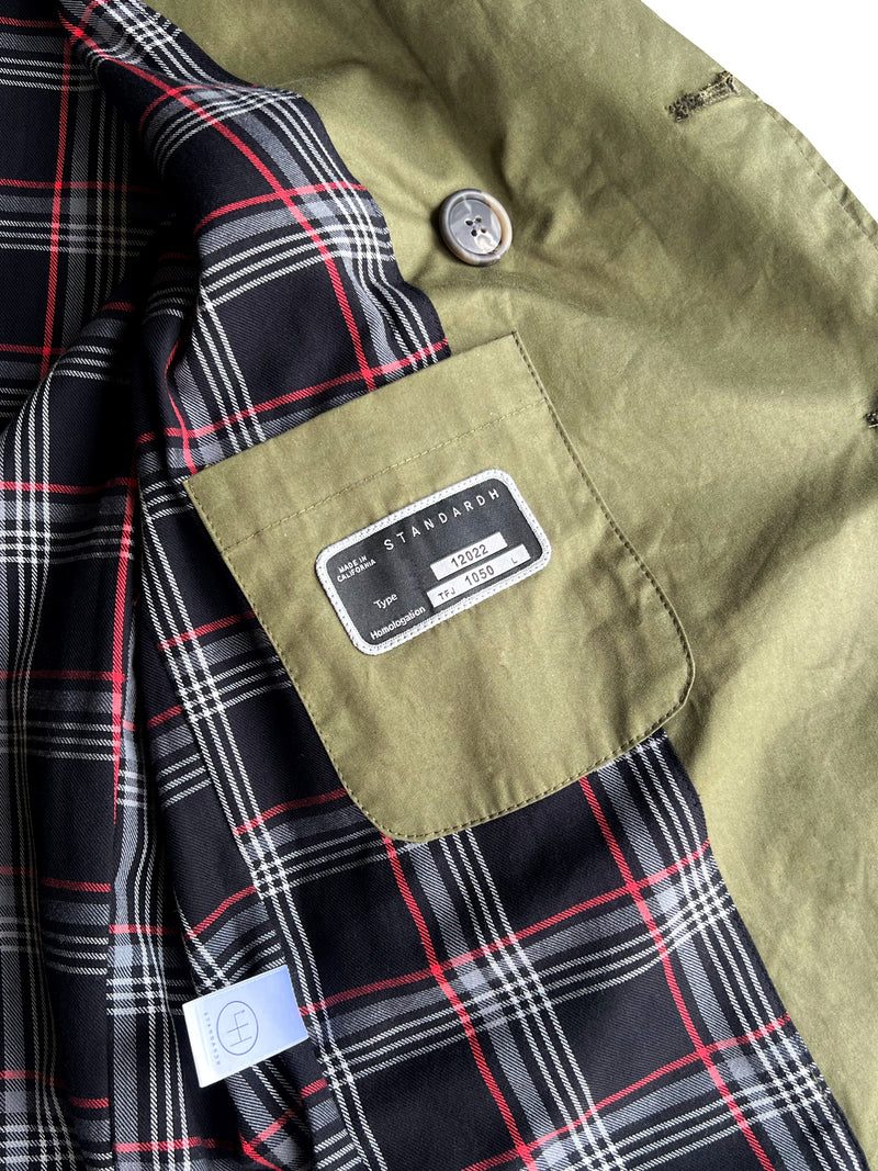 STANDARD H Targa Florio Jacket Automotive Inspired Car Menswear Fashion Apparel VW Volkswagen GTI Tartan Plaid Horn Buttons Navy Military Green Double Breasted Coat Tailored Clothing Alfa Romeo Leica M Camera